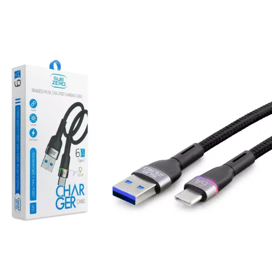 Subzero CL81 — RGB Işıklı 6A Örgülü Type-C Kablo resmi
