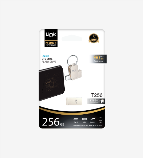 Linktech LOF-T256 Premium Dual 90 MB/s 256 GB Type-C USB OTG Flash Bellek resmi