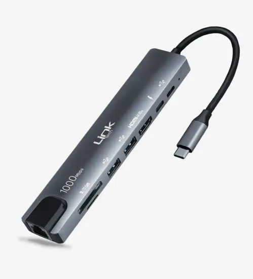 Premium 8’i 1 Arada Internet Kartı (RJ45), HDMI, Type-C Çoklu Bağlantı Noktası ve Kart Okuyucu (LPA-A205) resmi