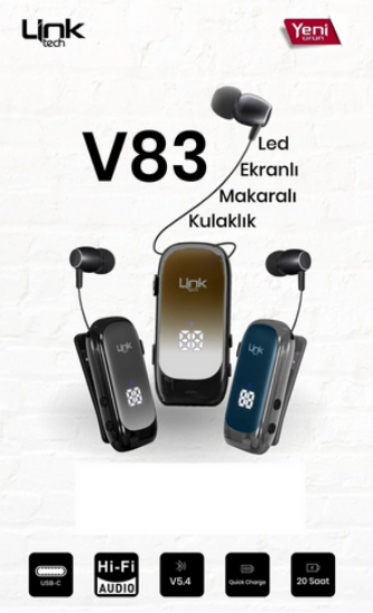 Makaralı Gösterge Ekranlı Titreşimli Bluetooth Kulaklık (LPH-V83) resmi